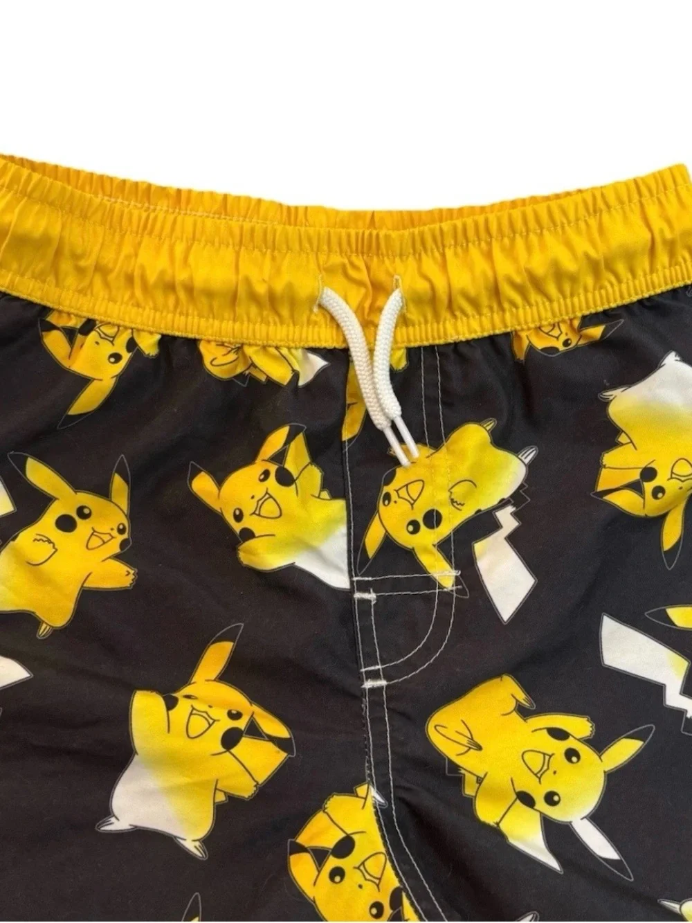 Pokémon Pikachu Boys Swim Set Size M Shirt & Swim Trunks Black Yellow Cartoon